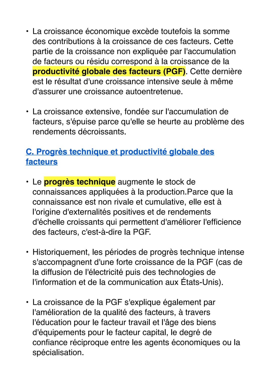 QUELS SONT LES SOURCES ET LES DÉFIS DE LA
CROISSANCE ÉCONOMIQUE ?
1. Qu'est-ce que la croissance économique
et quelles sont ses sources?
A. 