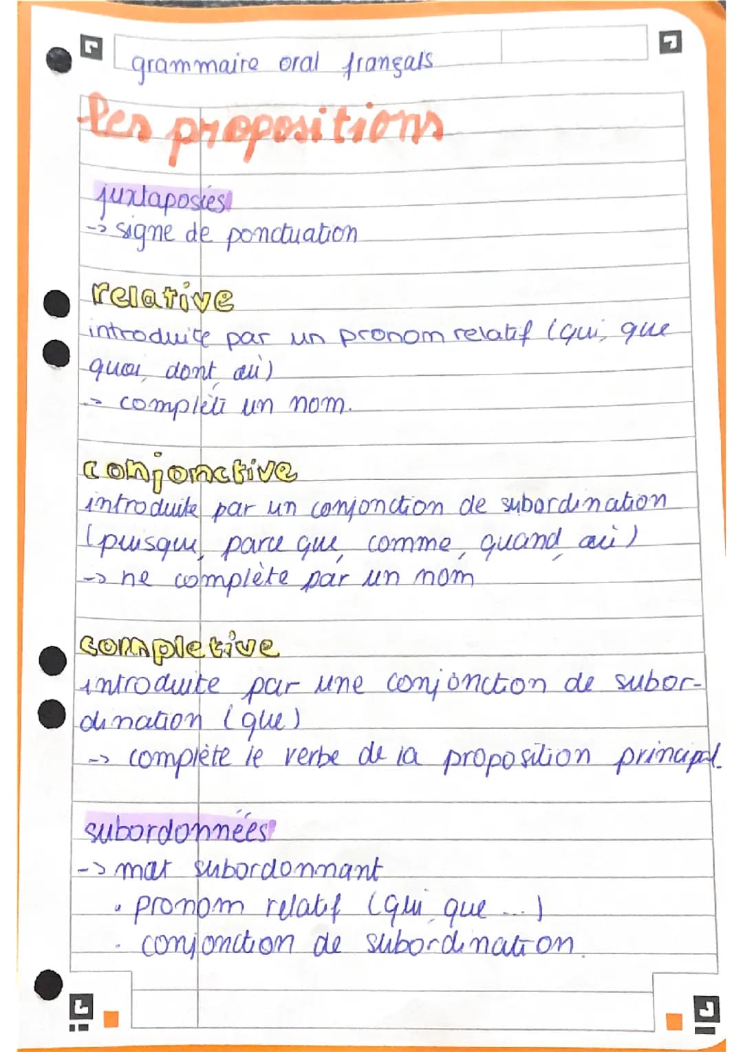 Grammaire proposition 