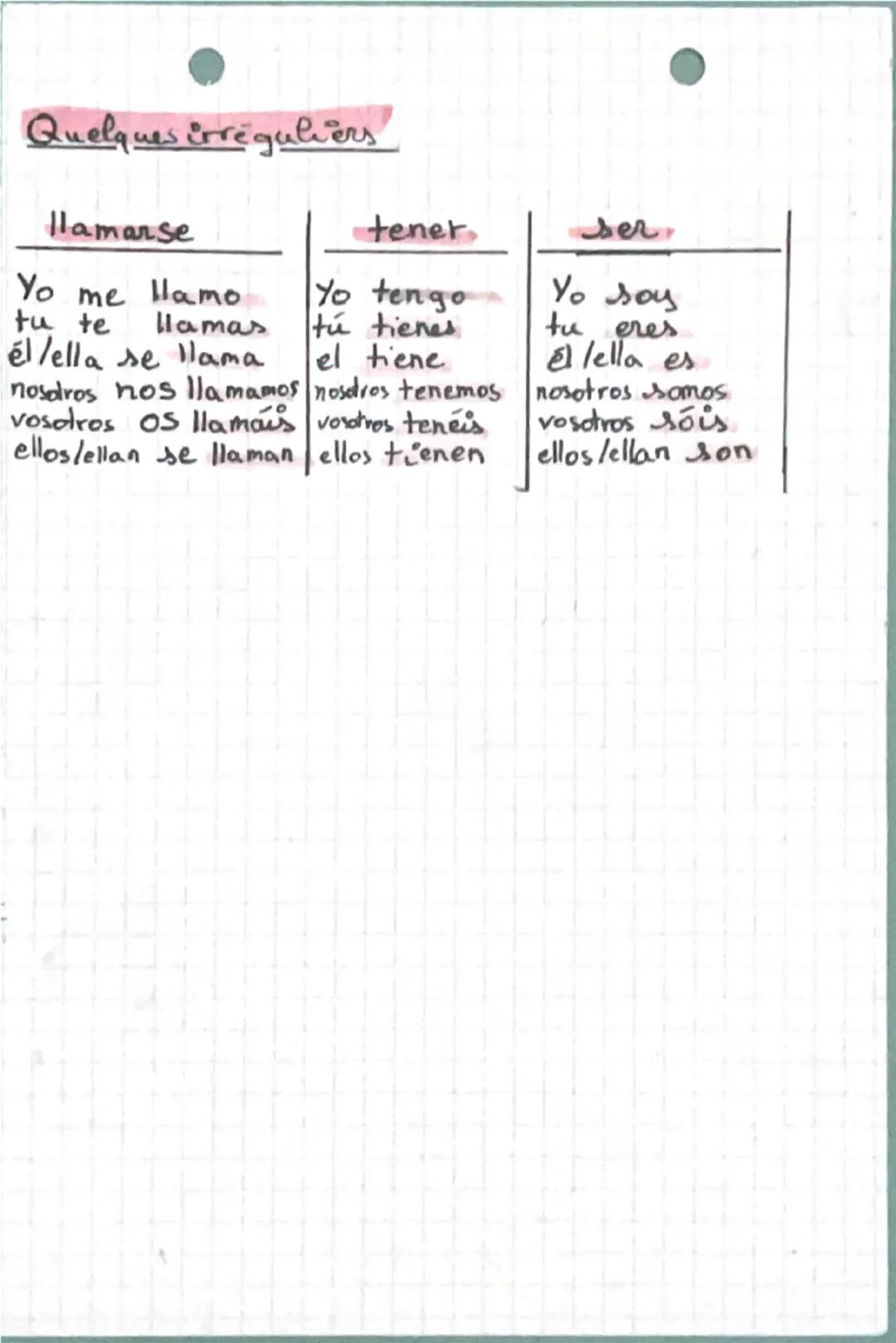 ㅁ
Espagnol - présent
Les verbes en-ar
Yo
tu
as
-> exemple avec
Conjugar
conjugo
conjugas
él/ella
a
conjuga
nosotros
amos
vosotros
منة
ellos/