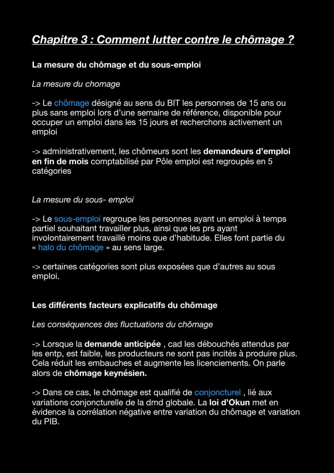 Chapitre 3 : Comment lutter contre le chômage ?
La mesure du chômage et du sous-emploi
La mesure du chomage
-> Le chômage désigné au sens du
