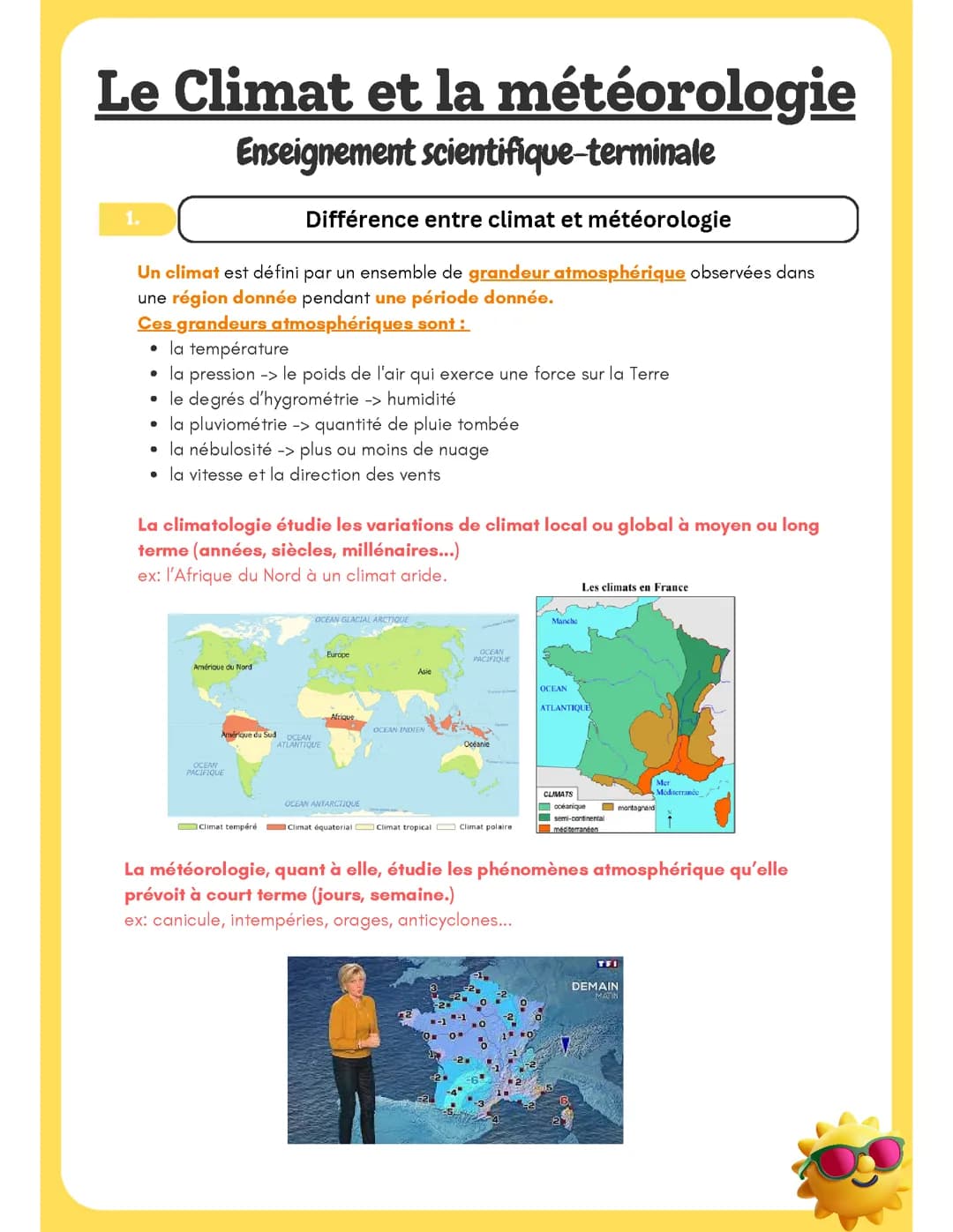 Le climat et la météorologie : thème 1 : enseignement scientifique terminale 