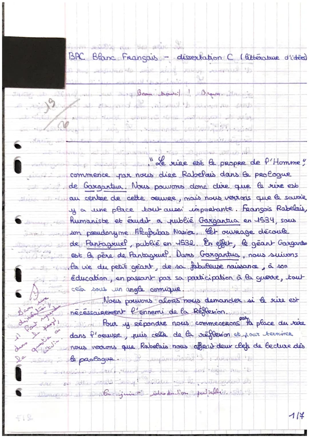
<p>La préparation pour le Bac Blanc Français est essentielle pour bien réussir l'épreuve de dissertation C (littérature d'idées). Il est im
