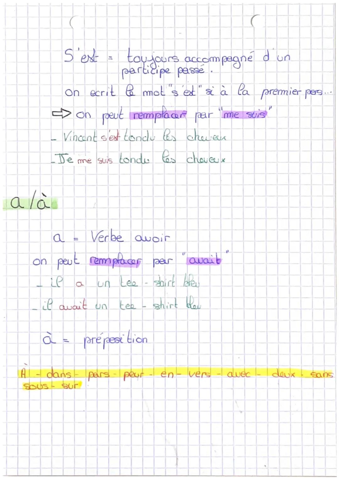 Ces / Ses
Ses
C
↑
homophones +
déterminant démonstratif pluriel 3 pers
On peut le remplacer par LES
- A qui sent ces livres ?
A qui sent les
