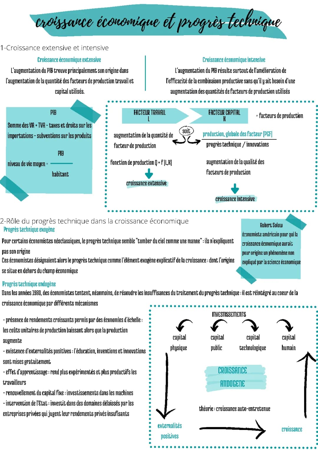 progrès technique et croissance économique 