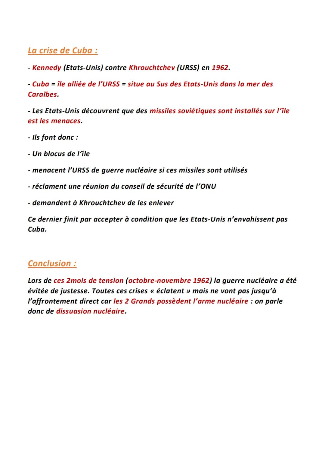 Histoire
Guerre froide, Indépendance et construction de nouveaux
Etats et l'ONU
Guerre froide :
- Création de l'ONU en 1945 par 25 pays afin