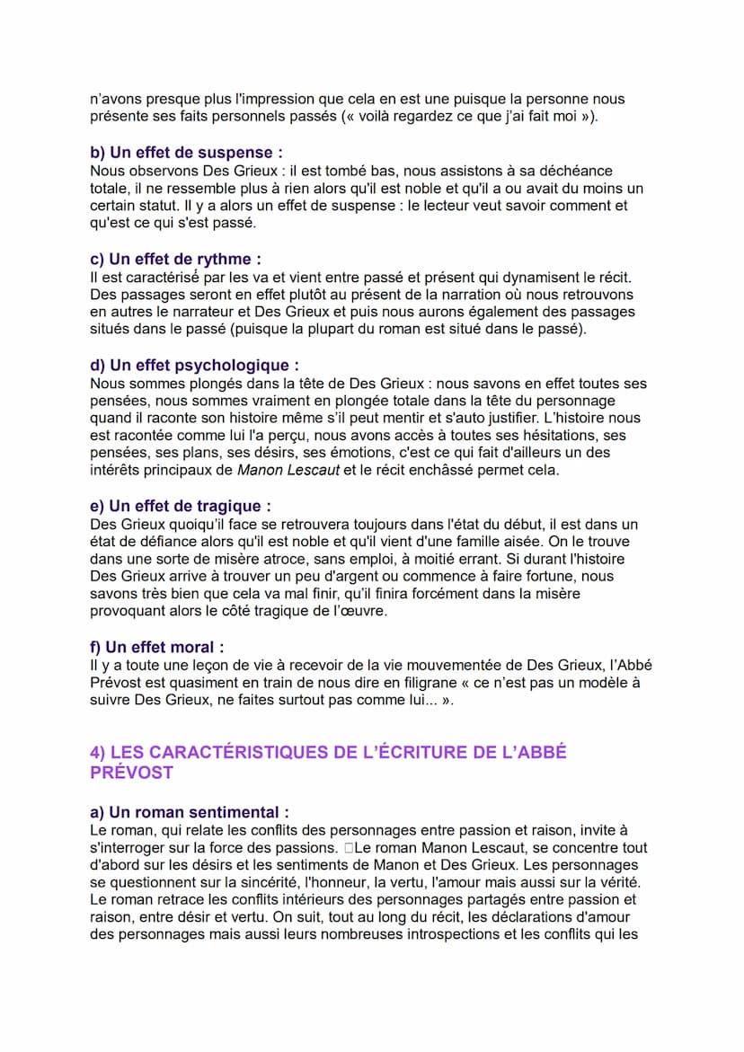 FICHE DISSERTATION : MANON LESCAUT
(1731)
Auteur : L'Abbé Prévost
Date : 1731
Mouvement littéraire : Le réalisme, rationalisme, les Lumières