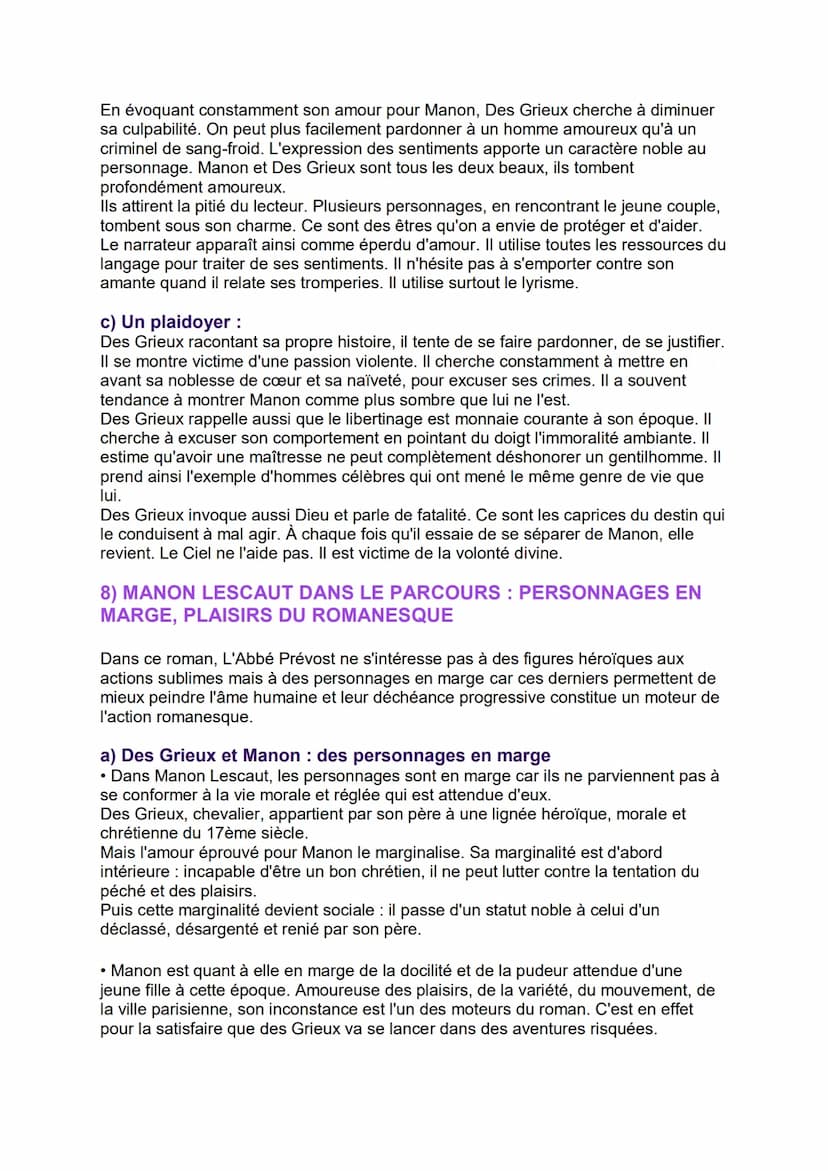 FICHE DISSERTATION : MANON LESCAUT
(1731)
Auteur : L'Abbé Prévost
Date : 1731
Mouvement littéraire : Le réalisme, rationalisme, les Lumières