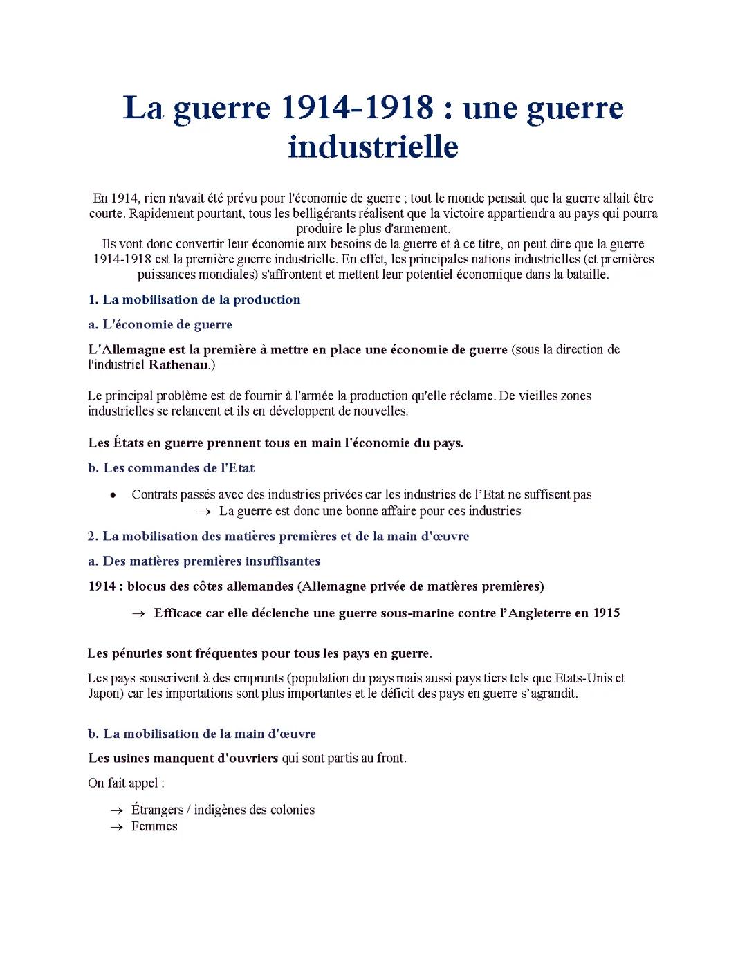 1914-1918,première guerre mondiale: guerre industrielle 