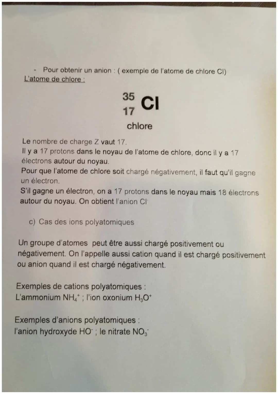Thème 1: Organisation et Transformation de la matière
Chapitre 2: Les ions
Connaissances et compétences associées:
Associer leurs symboles a