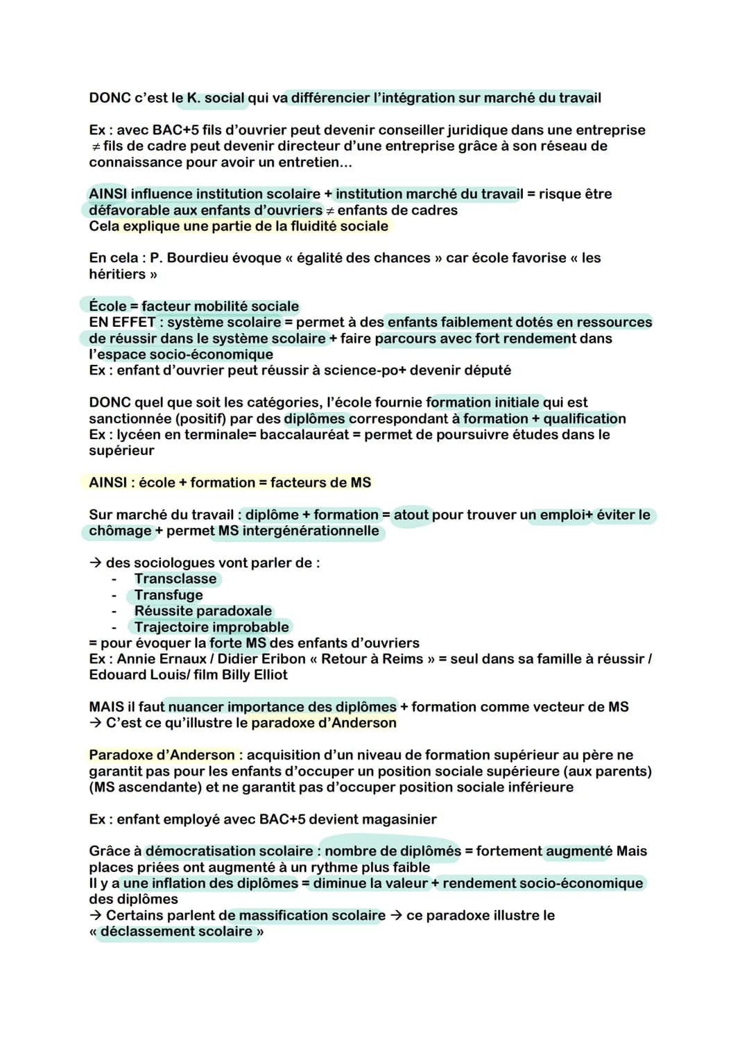 SES - Chap 7- Quels sont les caractéristiques contemporaines et
les facteurs de la mobilité sociale ?
1 : Qu'est ce que la mobilité sociale 