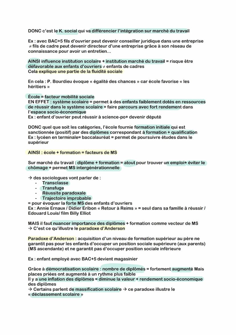 SES - Chap 7- Quels sont les caractéristiques contemporaines et
les facteurs de la mobilité sociale ?
1 : Qu'est ce que la mobilité sociale 
