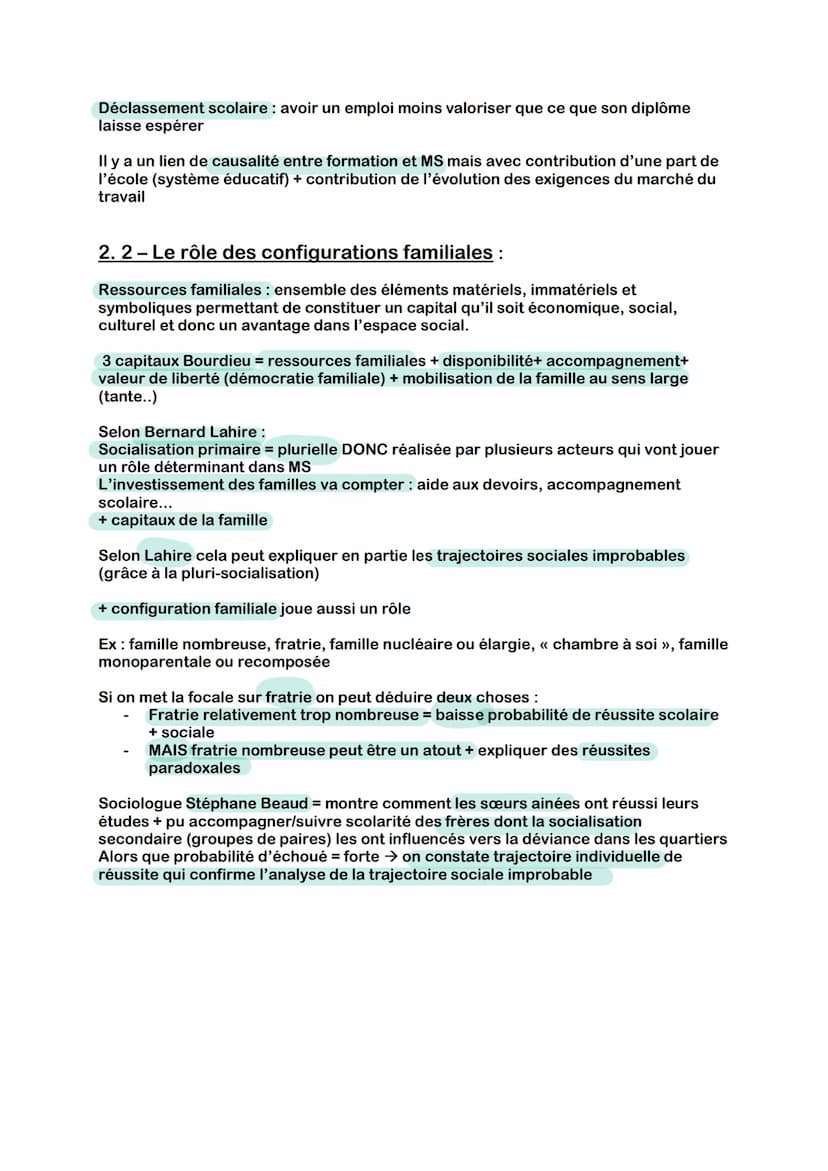 SES - Chap 7- Quels sont les caractéristiques contemporaines et
les facteurs de la mobilité sociale ?
1 : Qu'est ce que la mobilité sociale 