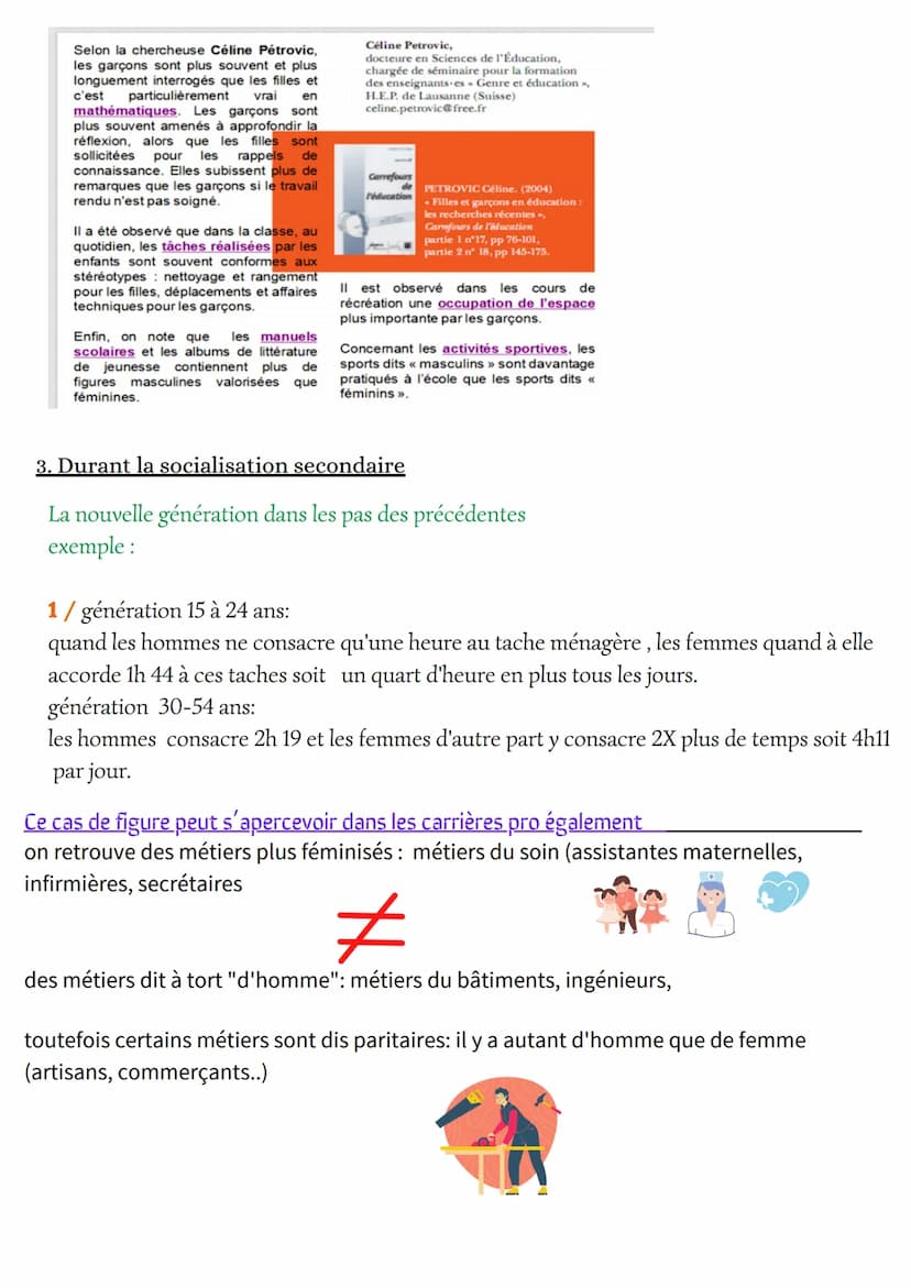 Ⓡ II. La socialisation : un processus différencié
Socialisation différenciée : processus
par lequel les normes et les valeurs
transmises var