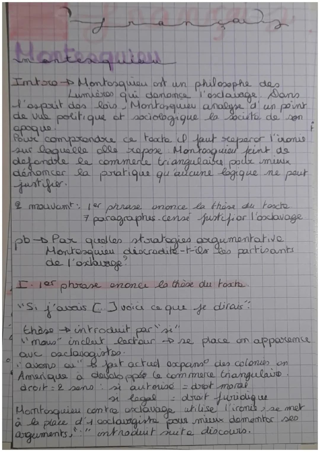 Bac français montesquieu 
