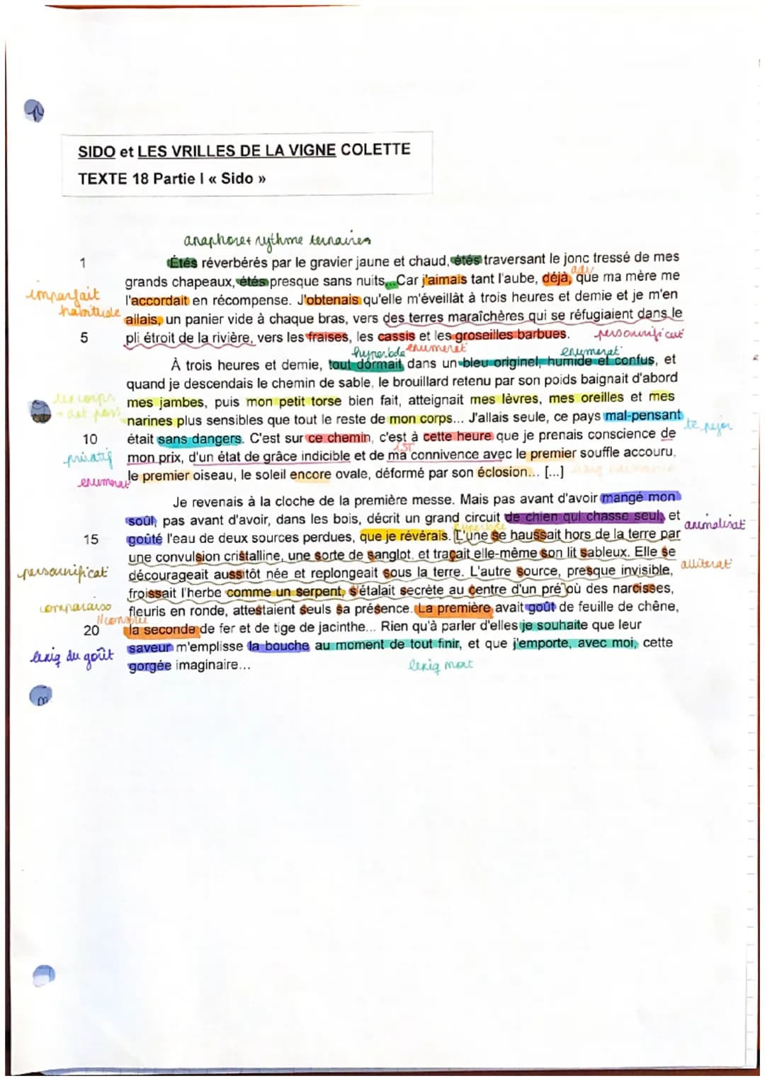 TEXTE 18
・
"Sido" partic's Colette, sido
"Sido" est is de Colette est un neut autobregraphiq qui plange le lecteer dans l'unues
intime et si