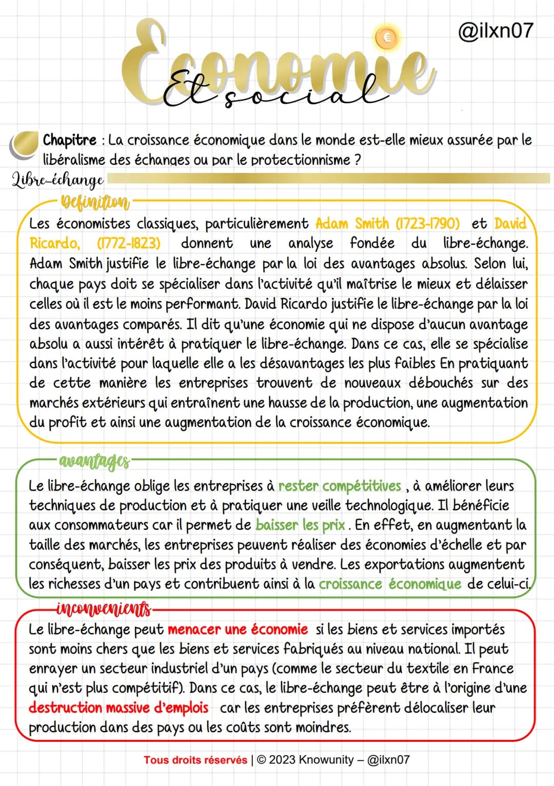 Eεe
Et socia
@ilxn07
Chapitre : La croissance économique dans le monde est-elle mieux assurée par le
libéralisme des échanges ou par le prot