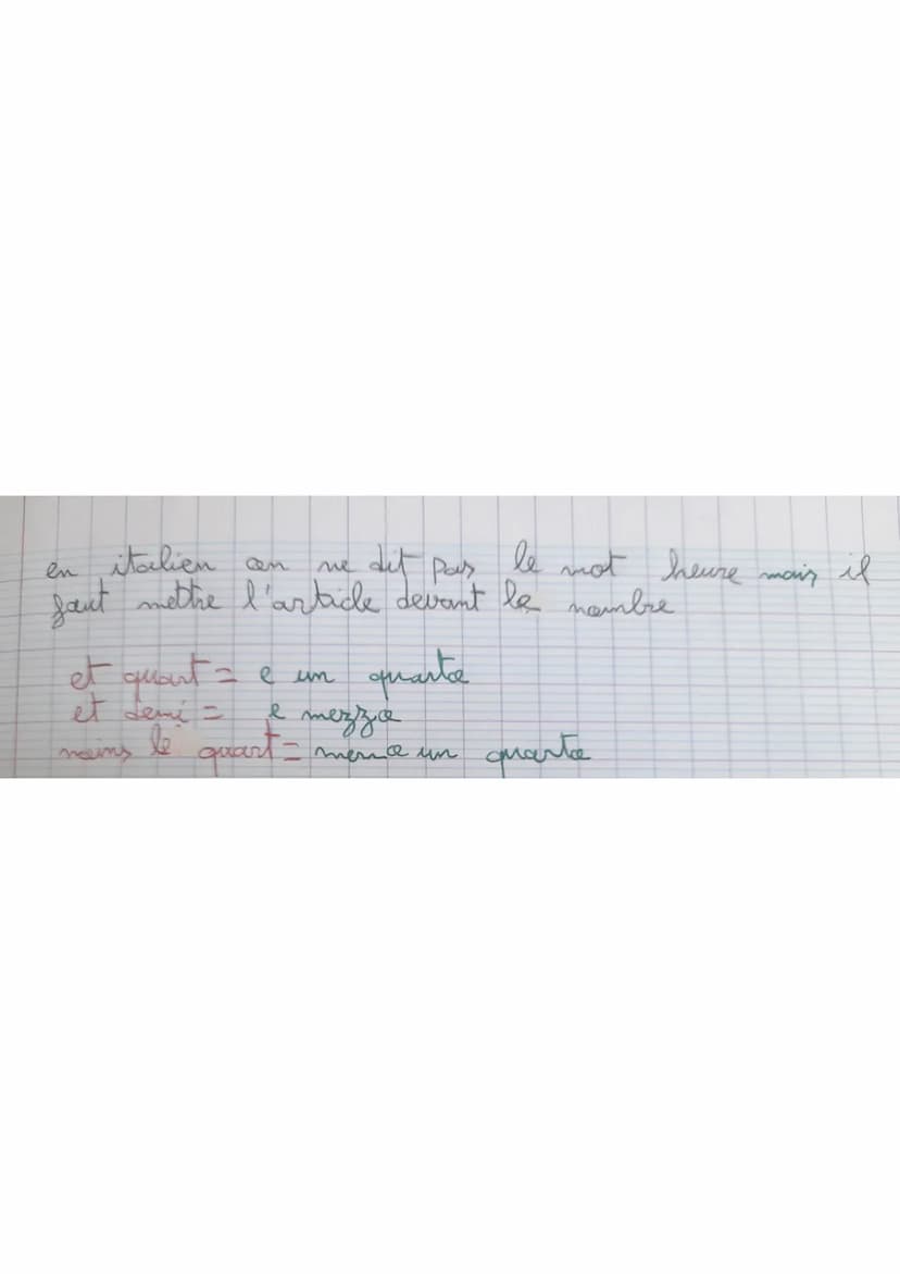 | Che ova é ? Che ore sano
e
2
2
che ose è
che ore sand ? → pluriel
singulier
* cn utilise le singulier pour 1h Cè l'uma
et midi (è mozzágub