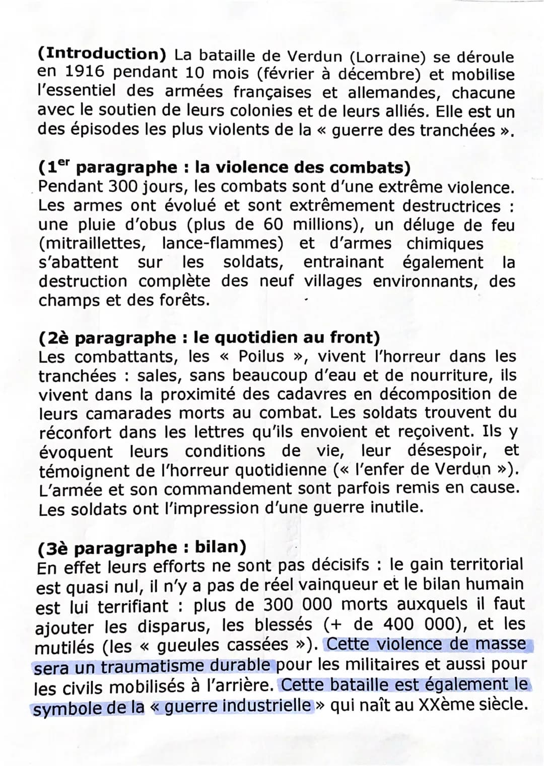 (Introduction) La bataille de Verdun (Lorraine) se déroule
en 1916 pendant 10 mois (février à décembre) et mobilise
l'essentiel des armées f