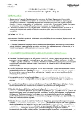 Know Analyse linéaire Gargantua Rabelais chapitre 14 éducation des sophistes thumbnail