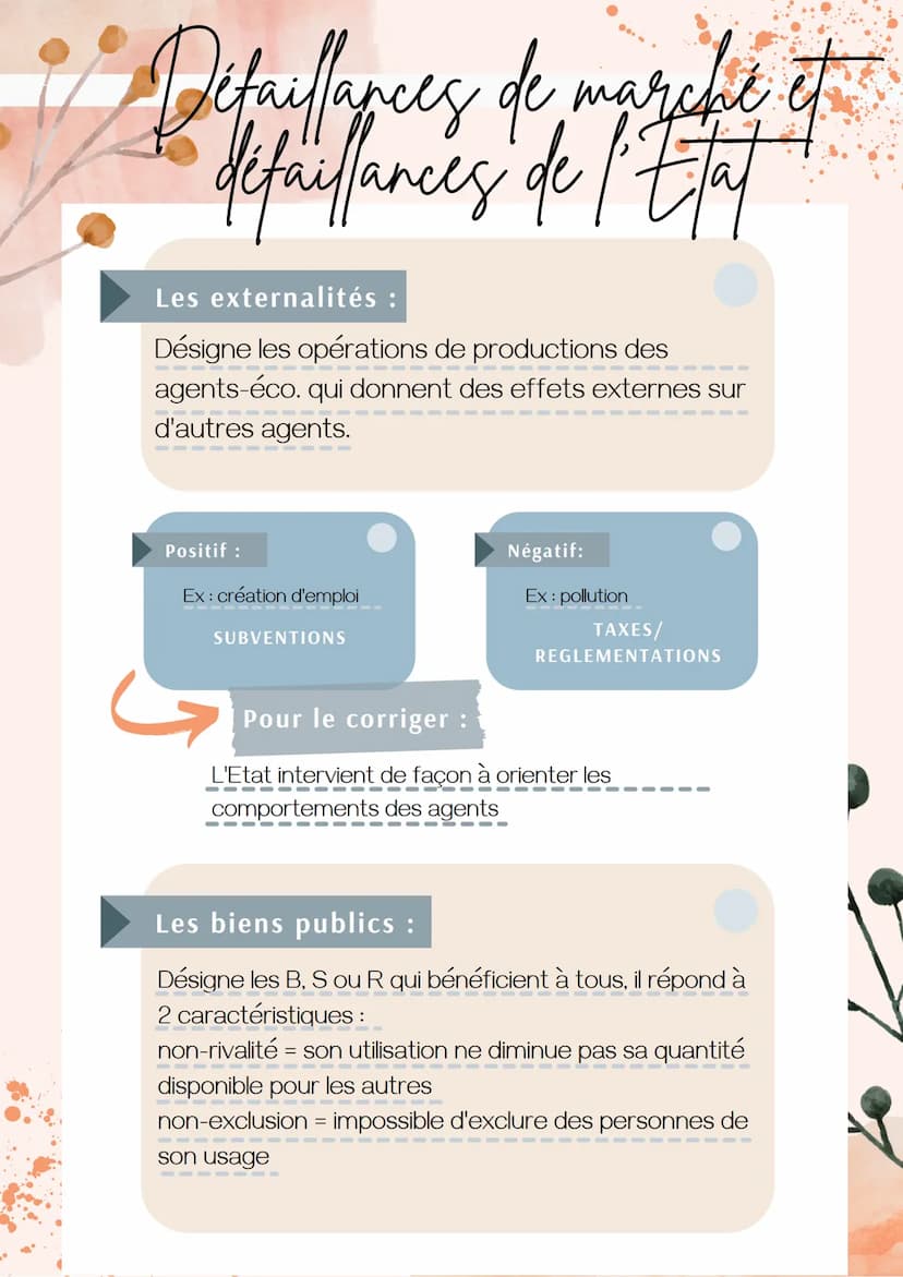 Défaillances de marché et
defaillances de l'Etat
Asymétrie d'information :
Désigne une situation dans laquelle une des
parties détient + d'i