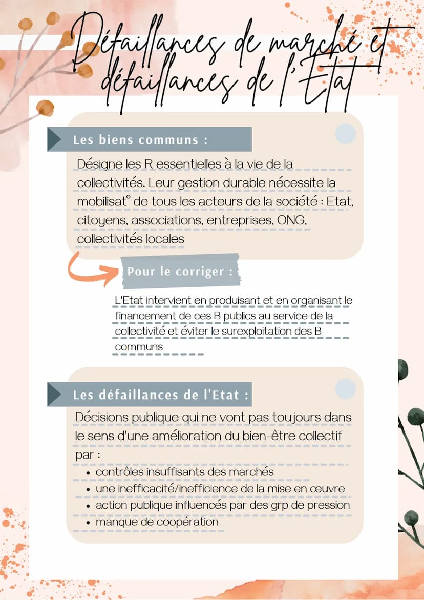 Défaillances de marché et
defaillances de l'Etat
Asymétrie d'information :
Désigne une situation dans laquelle une des
parties détient + d'i