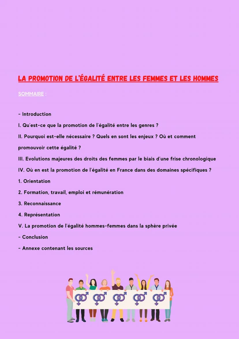 L'EGALITÉ EST
NOTRE
RESPONSABILITÉ À
TOUS !
Egalité des sexes: État dans
lequel l'accès aux droits ou
aux opportunités n'est pas
affecté par