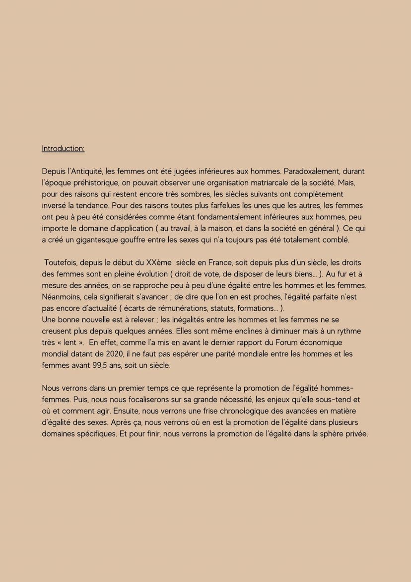 L'EGALITÉ EST
NOTRE
RESPONSABILITÉ À
TOUS !
Egalité des sexes: État dans
lequel l'accès aux droits ou
aux opportunités n'est pas
affecté par