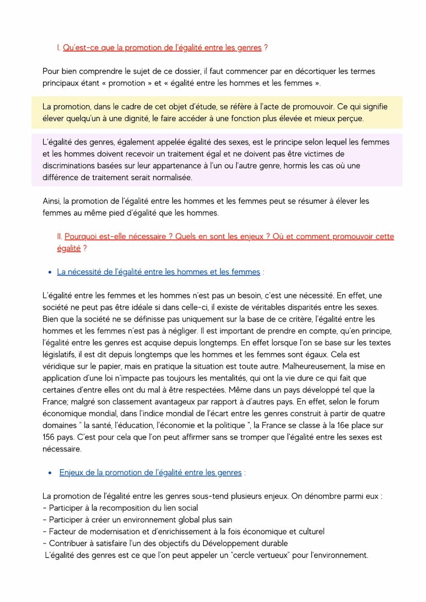 L'EGALITÉ EST
NOTRE
RESPONSABILITÉ À
TOUS !
Egalité des sexes: État dans
lequel l'accès aux droits ou
aux opportunités n'est pas
affecté par