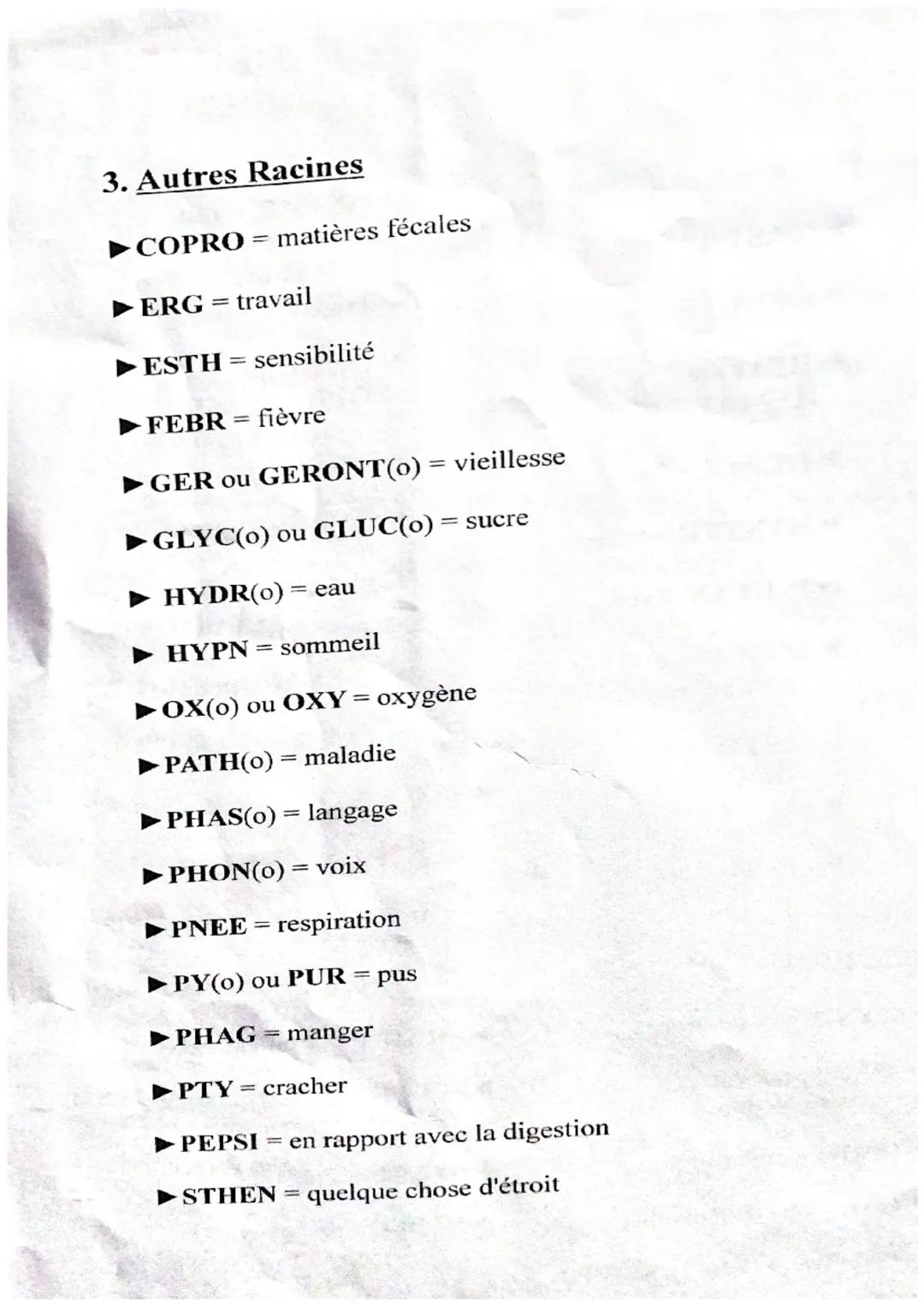 1. Les préfixes : précédent le mot (avant)
1.1 Le lieu
=
= dans
INTRA dans
▶ IN
Ex: interne, endocarde, encéphale......
EC ou EX ou EXTRA = 