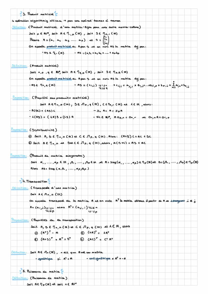 MATHS
rattris
I) Matrices
1. Notion de matrice
Définition: Soit ne Netp & №", une matrice à `n lignes et p colones à coefficient riels est d