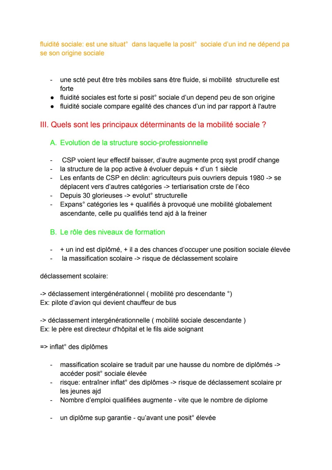 Mobilité sociale
Mobilité sociale = fait pour 1 ind d'appartenir à un groupe socio professionnel
diff de celui de ses parents
I. Comment déf