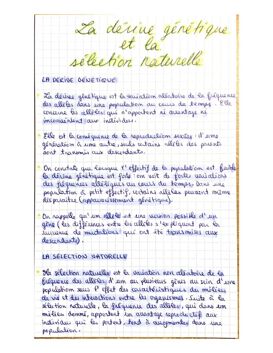 # La dérive génétique.
et la
sélection naturelle

LA DERIVE GÉNÉTIQUE

- La dérivée génétique est la variation aléatoire de la fréquence
des