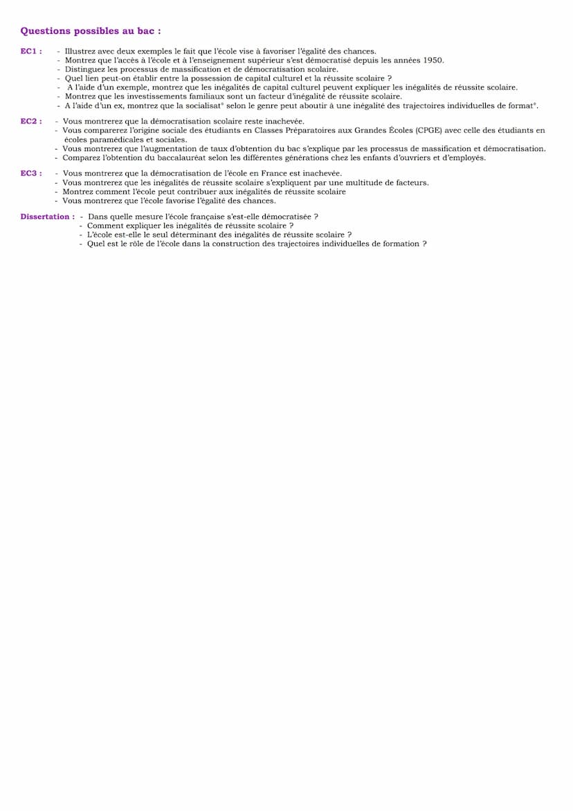 Séquence 4: Quelle est l'action de l'école sur les destins individuels et sur l'évolution
de la société ?
I) Le rôle de l'École dans les soc