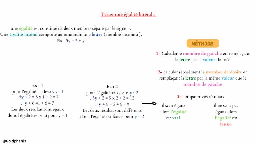 Calculer avec une expression littérale:
MÉTHODE
lorsqu'on remplace des
nombres, on calcul la
valeur de l'expression.
@Goldphenix
MATHS
calcu