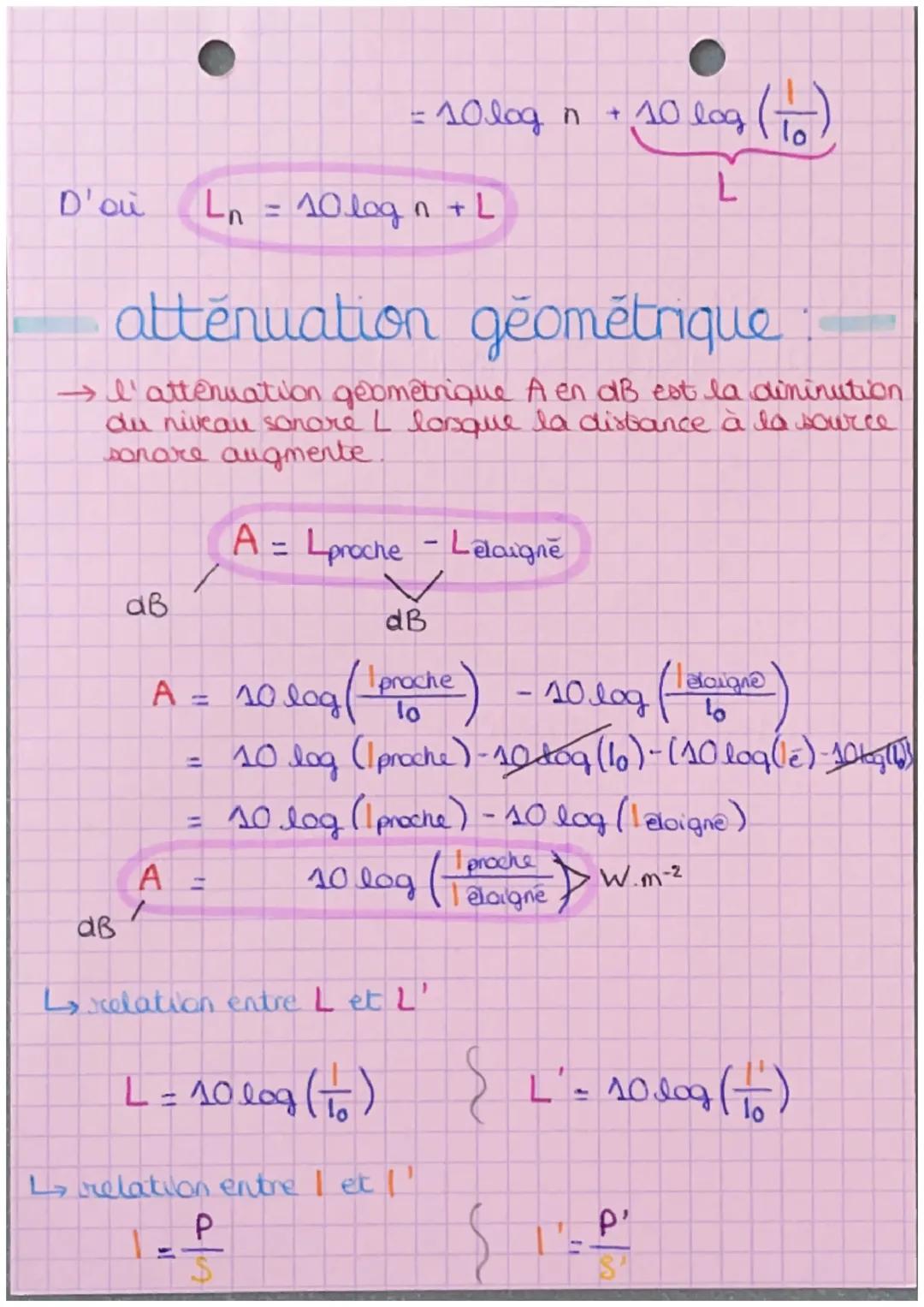 chapitre 3•
Sons et Effet Doppler:
le son:
intensité sonore 1:
→ l'intensité sonore est la puissance sonare P par unite
de surface S:
=
Wm-2