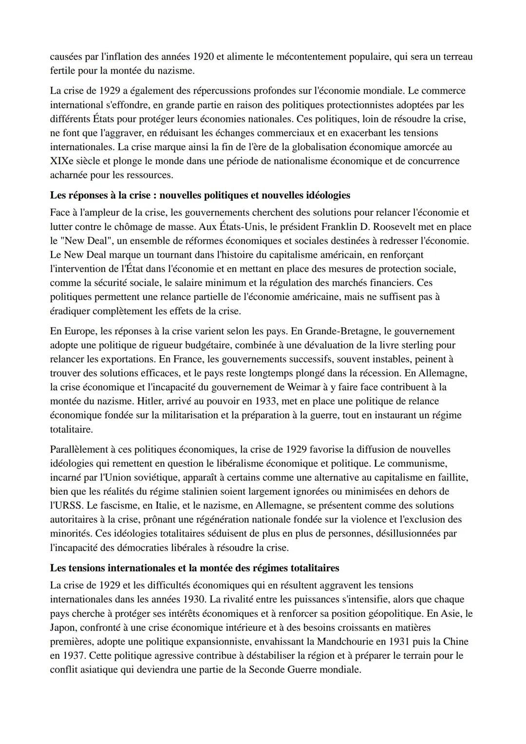 L'entre-deux-guerres et la crise de 1929: Une période de bouleversements et de
transformations
La période de l'entre-deux-guerres (1919-1939