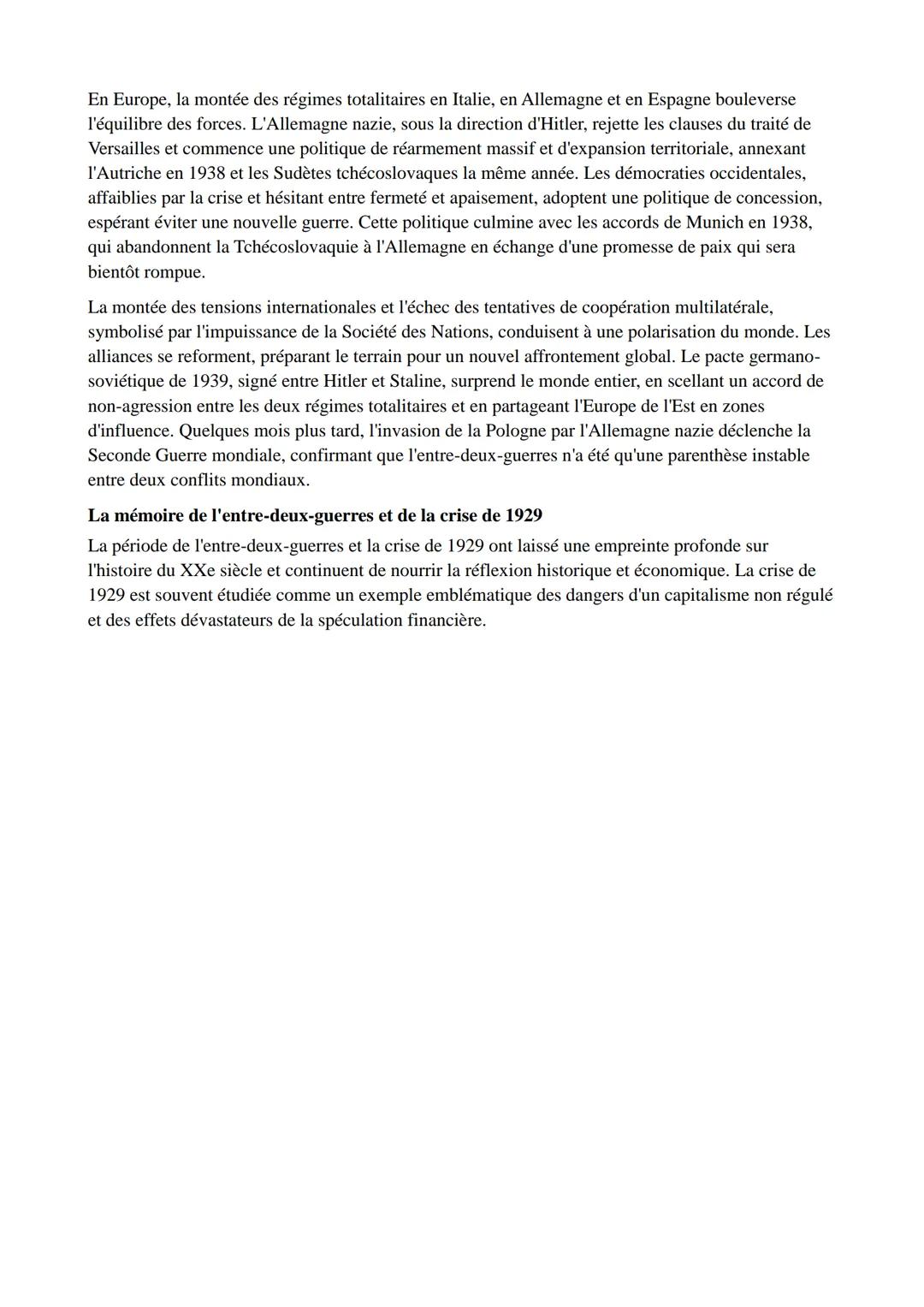 L'entre-deux-guerres et la crise de 1929: Une période de bouleversements et de
transformations
La période de l'entre-deux-guerres (1919-1939