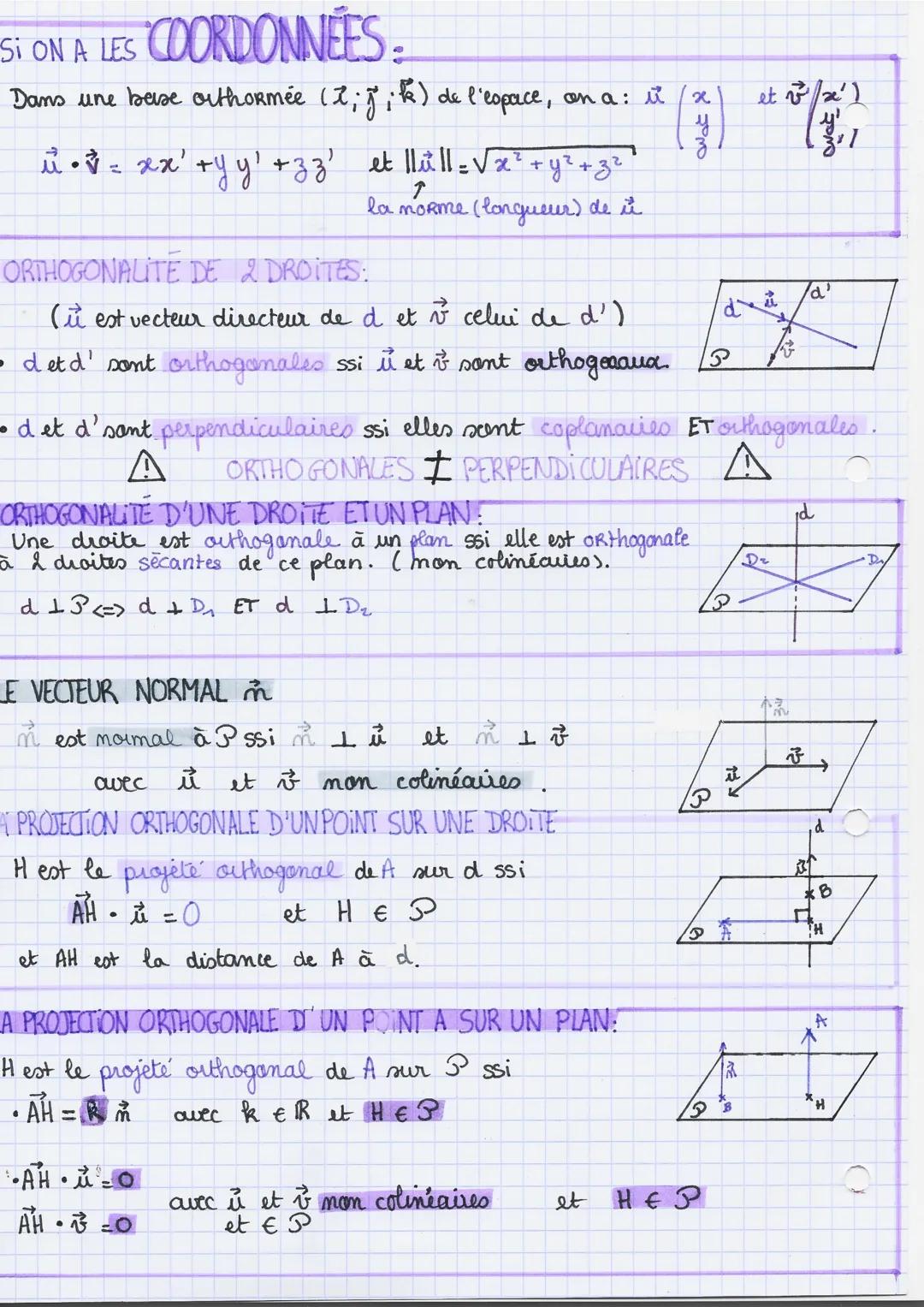 # MATHS

Sequence 5: Orthogonalité dans l'espace.

LE PRODUIT SCALAIRE:

$\overrightarrow{AB} \cdot \overrightarrow{AC} = AB \times AC \time
