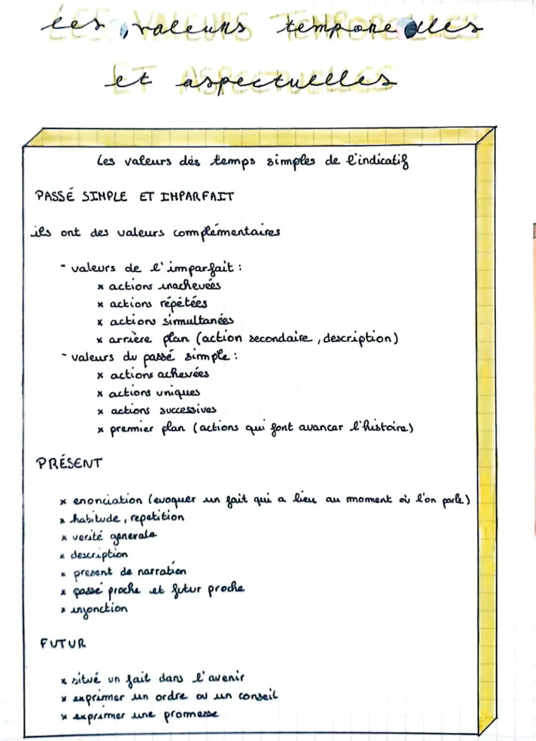 Les valeurs temporelles et aspectuelles
