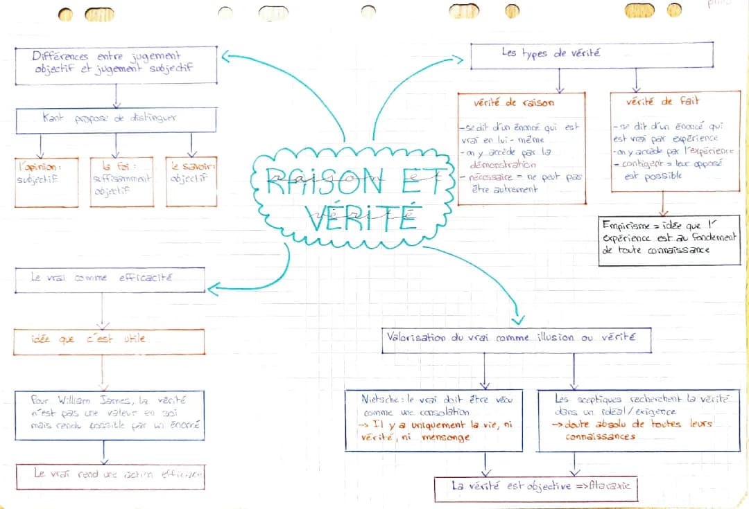 Carte mentale philo : La raison, objectif et subjectif, la vérité