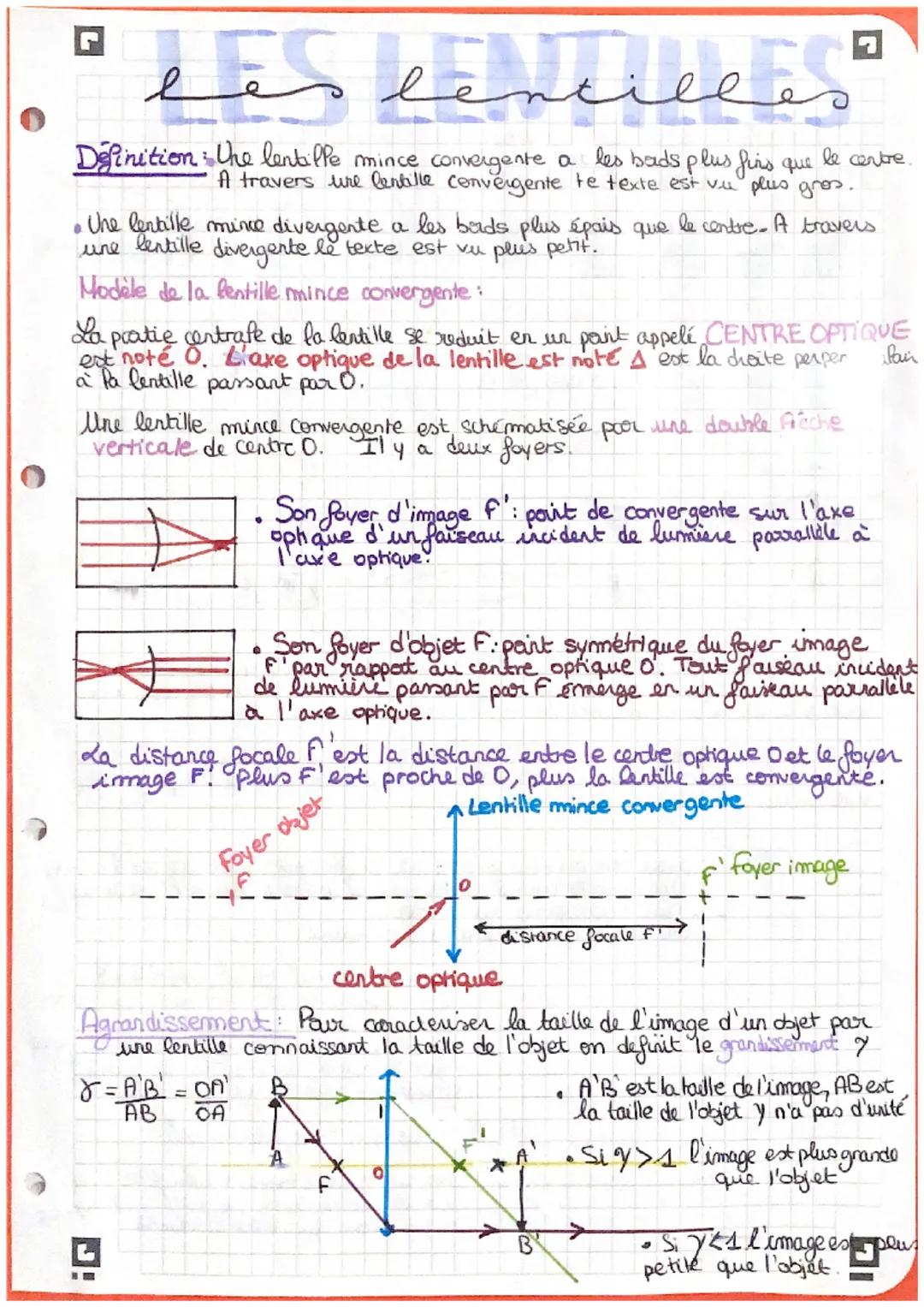 نقصان سقط مقد
Definition
• Une lentille mince divergente a les bords plus épais que le centre. A travers
divergente le texte est vu plus pet