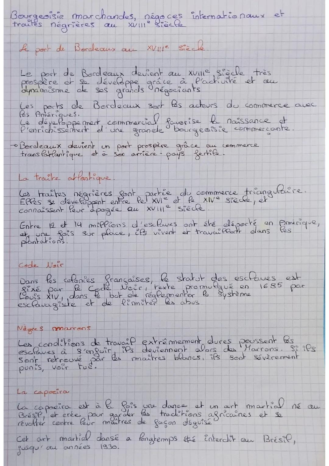 Bourgeoisie marchandes, negoces internationaux et traites negriyau XVIIIe siècle