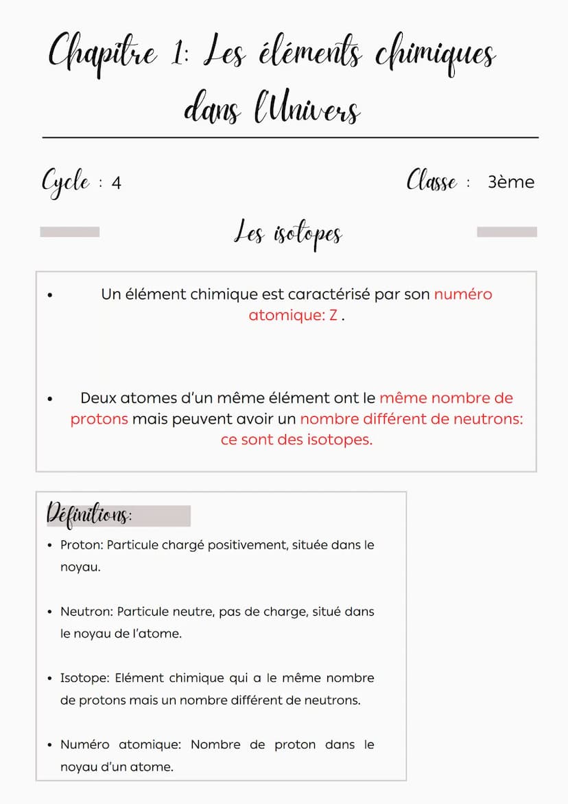 Chapitre 1: Les éléments chimiques
dans Univers
Cycle : 4
La structure dun atome
:
Classe 3ème
•
Un atome est constitué d'un noyau et d'élec