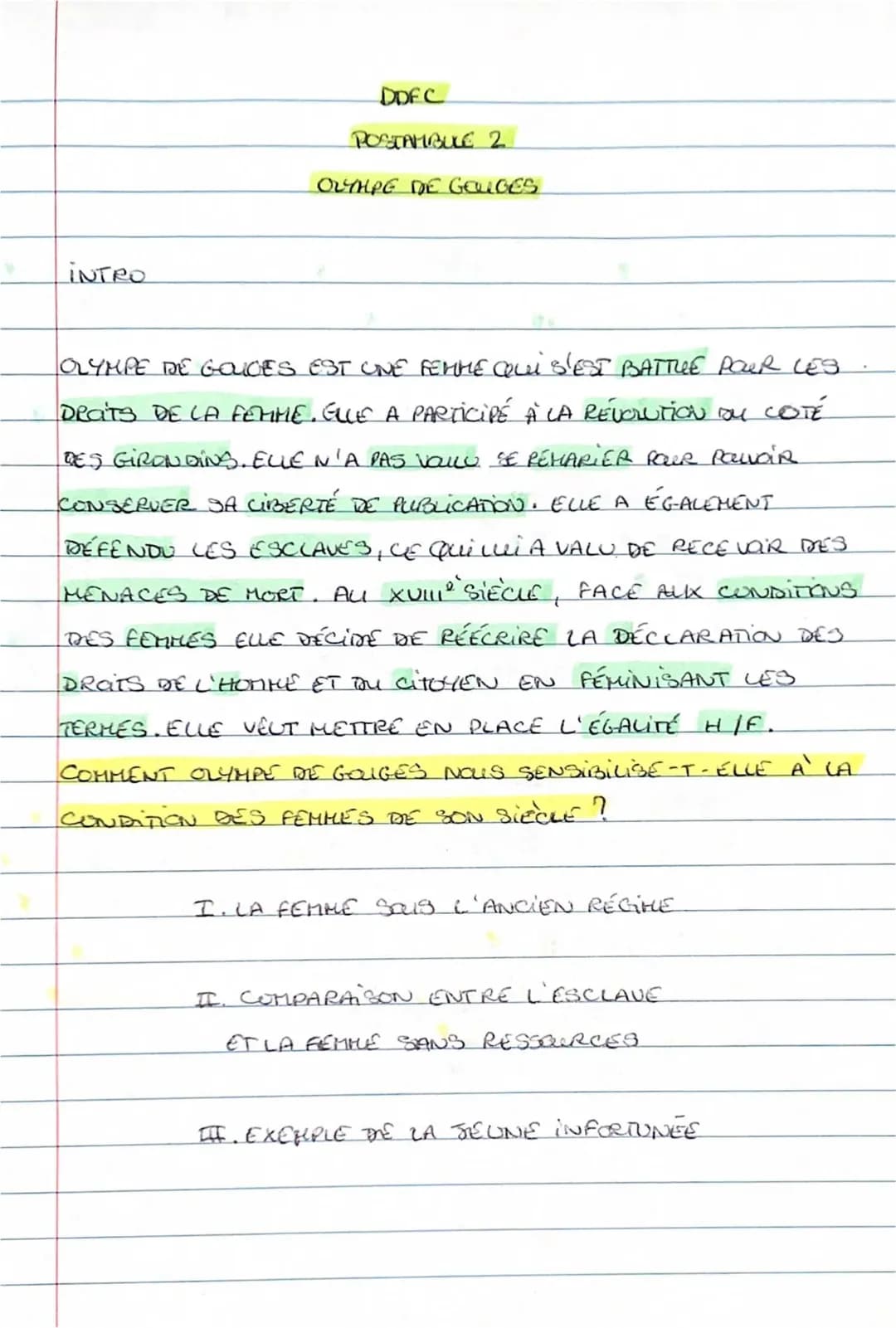 Olympe de Gouges et la Déclaration des droits de la femme