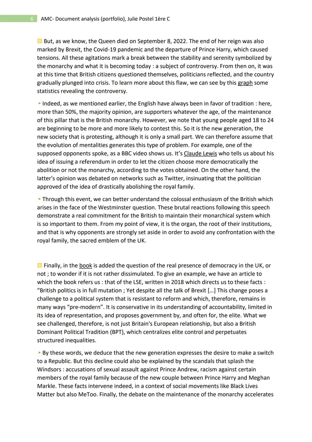 1
AMC- Document analysis (portfolio), Julie Postel 1ère C
Kl
- AMC : Portfolio, presentation -
Introduction
Analysis
Bonus
Conclusion
► Axe 