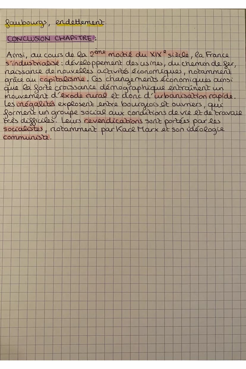 HISTOIRE
Chap 4: L'industrialisation et l'accélération des transformat
économiques et sociales en France.
Comment l'industrialisation et l'u
