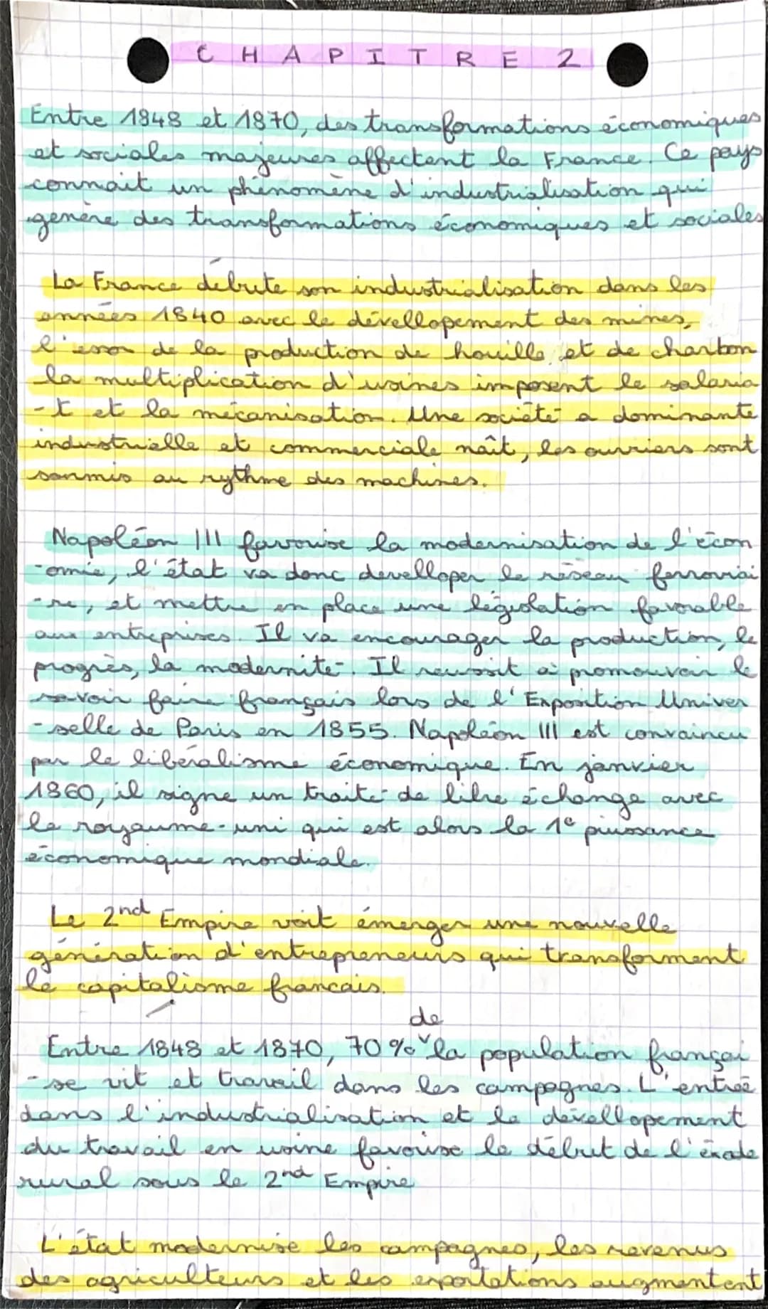 CHAPITRE
www
2
Entre 1848 et 1870, des transformations économiques
et sociales majeures affectent la France. Ce pays
connait un phénomène d'