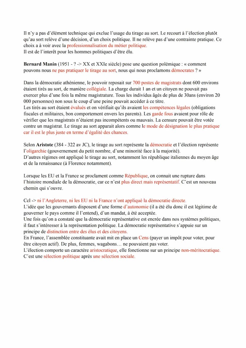 Thème 1 - Démocratie représentative et démocratie directe
démocratie représentative =/= démocratie directe
Bernard Manin (1951 - ?-> XX et X