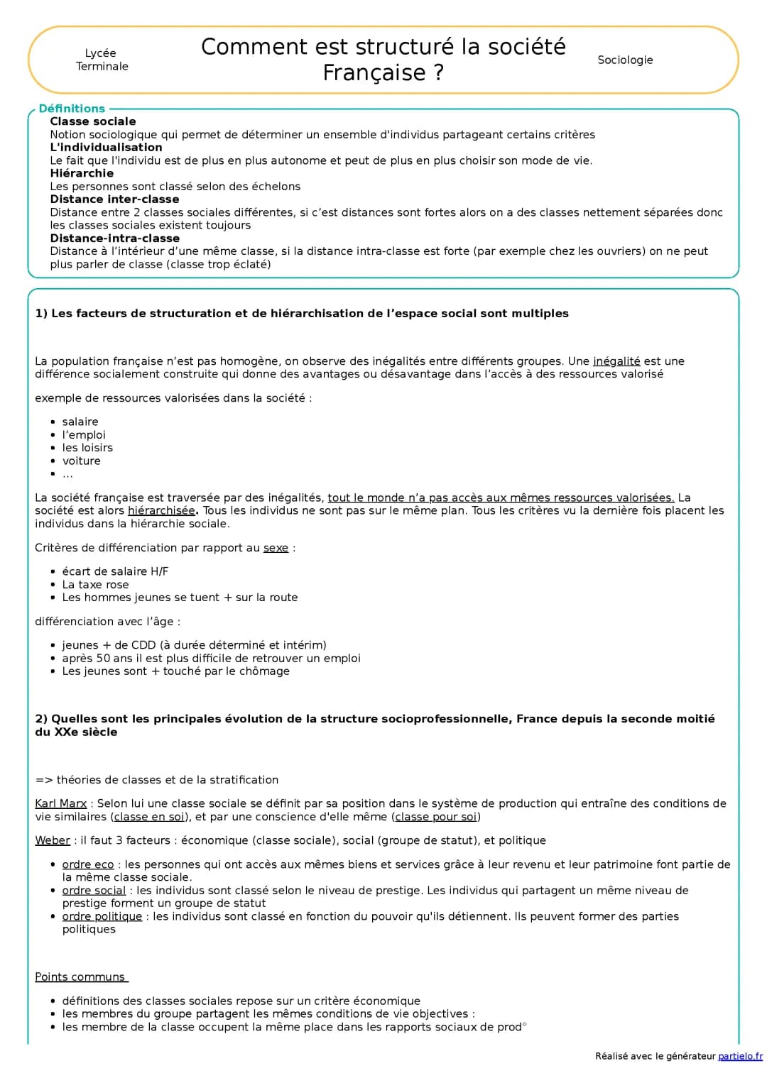 Comment est structurée la société française actuelle ? Dissertation corrigé et PDF