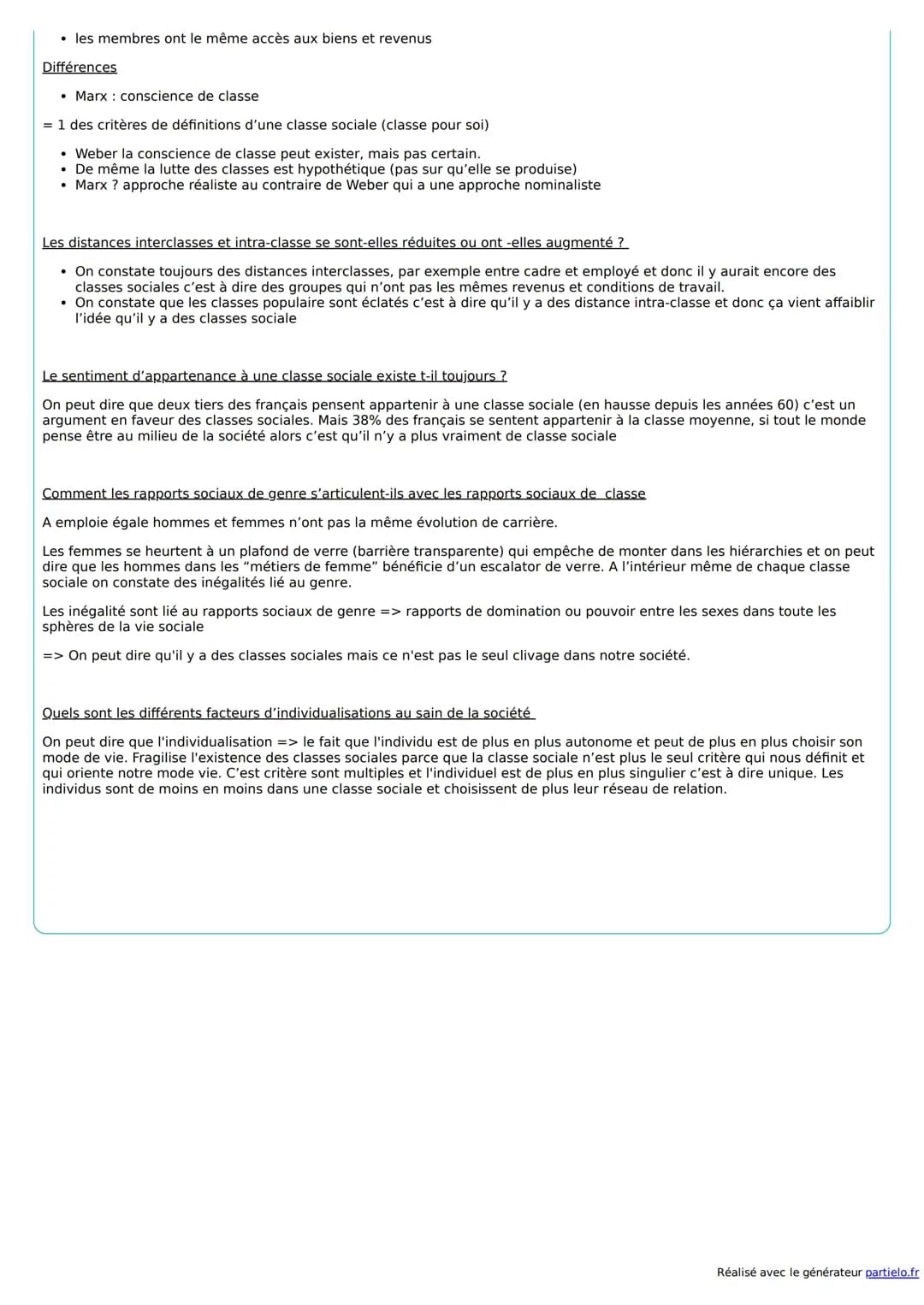 Lycée
Terminale
Définitions
Comment est structuré la société
Française ?
Classe sociale
Notion sociologique qui permet de déterminer un ense